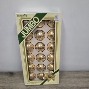 Vintage Pyramid Jumbo Glass Christmas Ornament Balls 18 Pack Gold Made In USA
